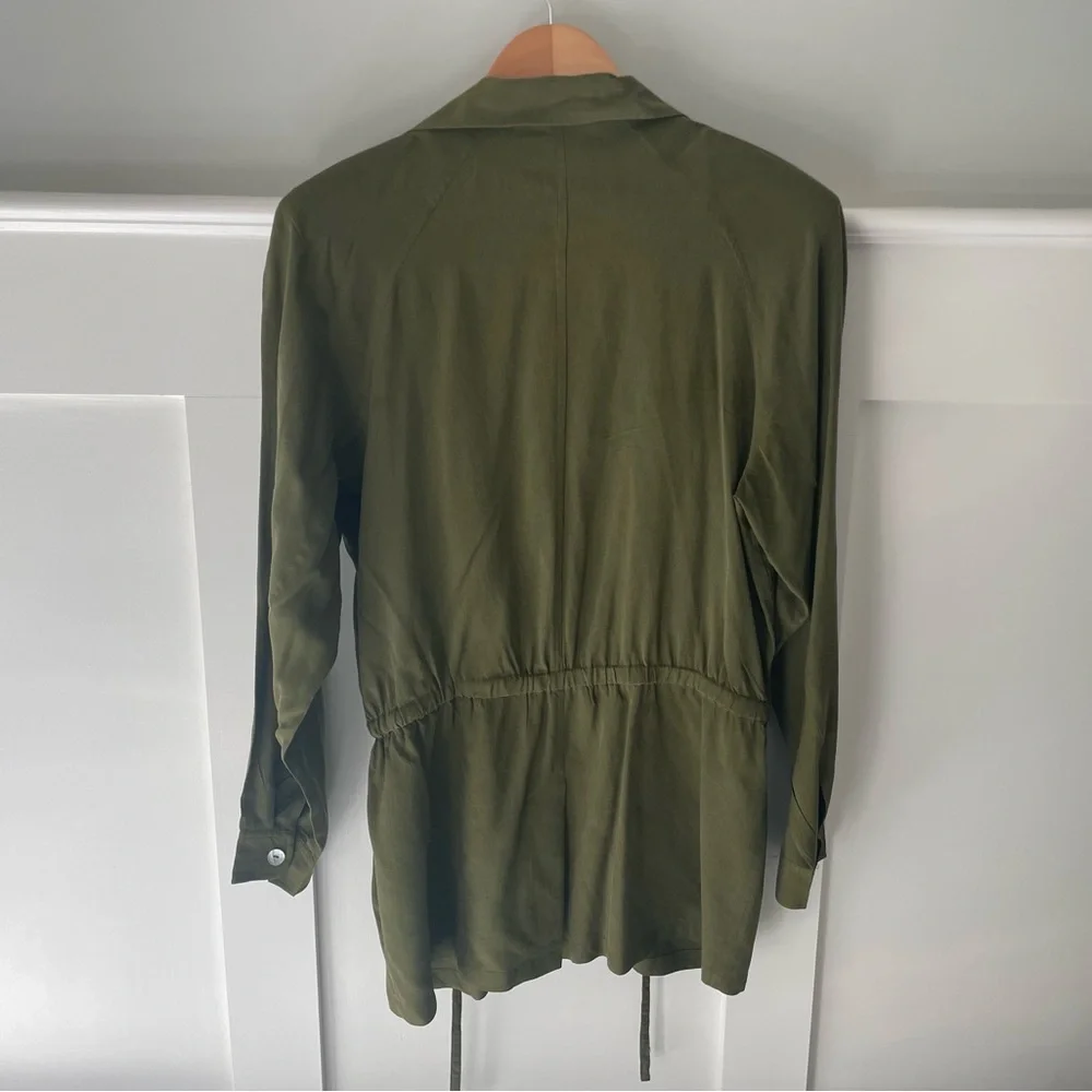 100% Silk CLIO Jacket in Olive Green